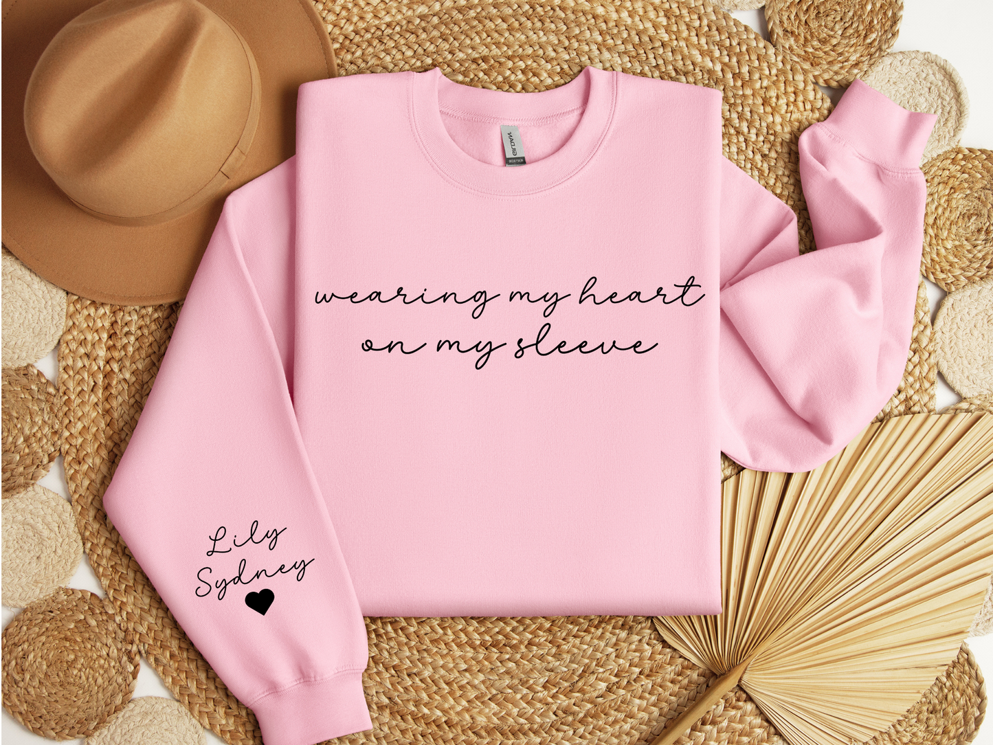 Personalized Mama Wearing My Heart on My Sleeve Sweatshirt