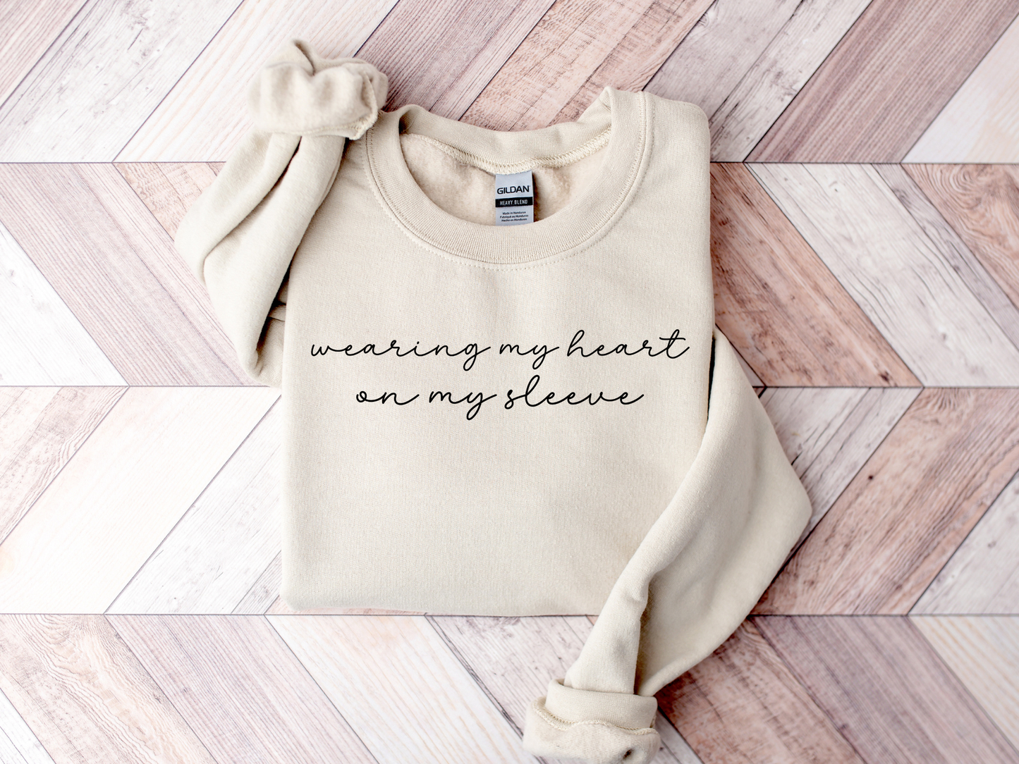 Personalized Mama Wearing My Heart on My Sleeve Sweatshirt