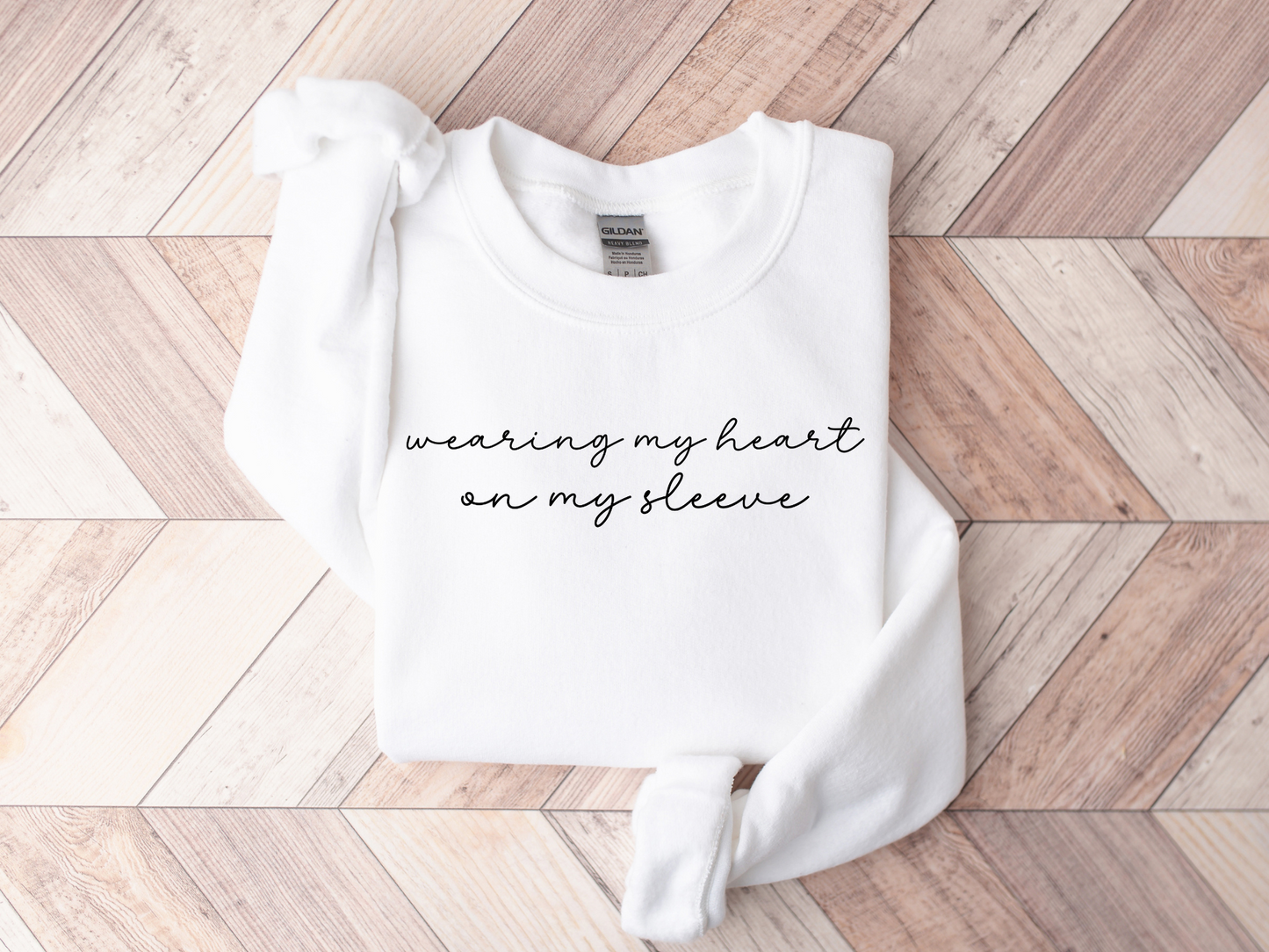 Personalized Mama Wearing My Heart on My Sleeve Sweatshirt