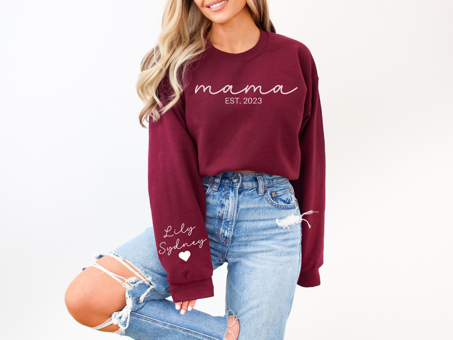 Personalized Mama Sweatshirt Script Style