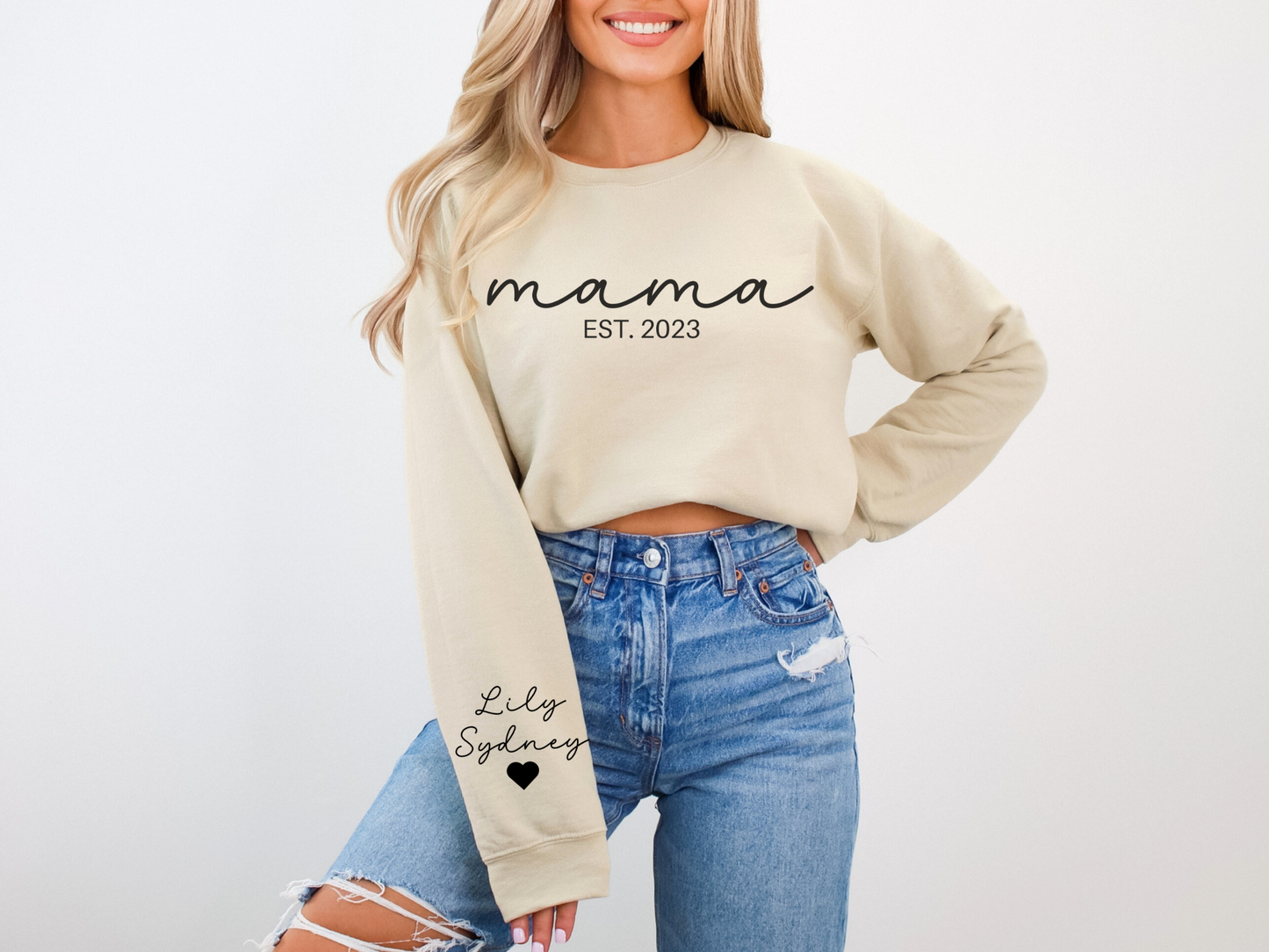 Personalized Mama Sweatshirt Script Style
