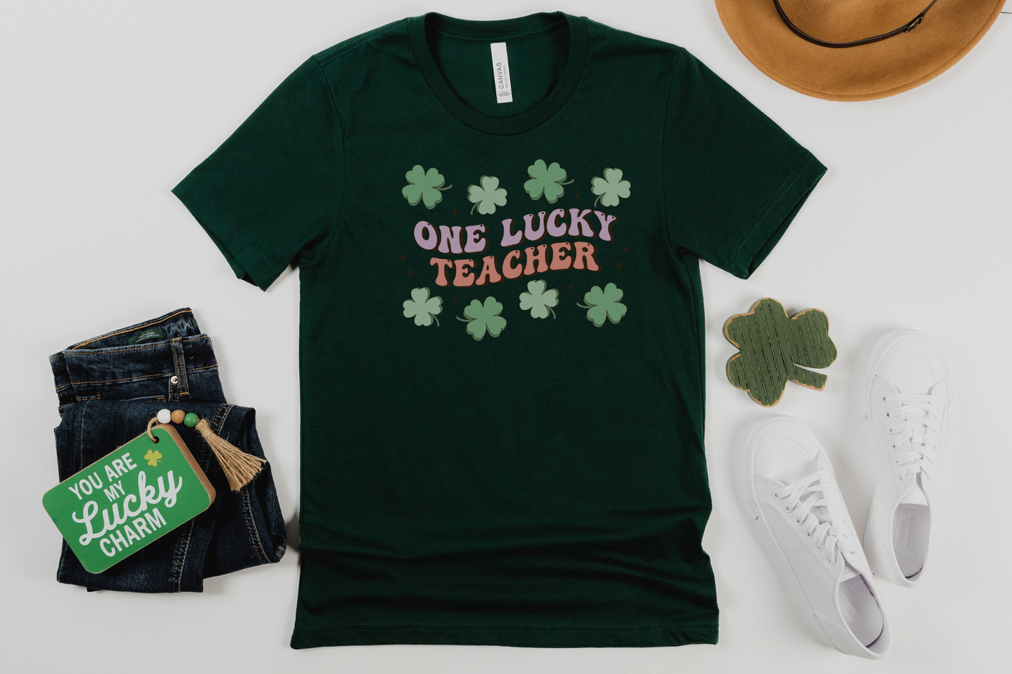 St Patrick's Day One Lucky Teacher Graphic Tee