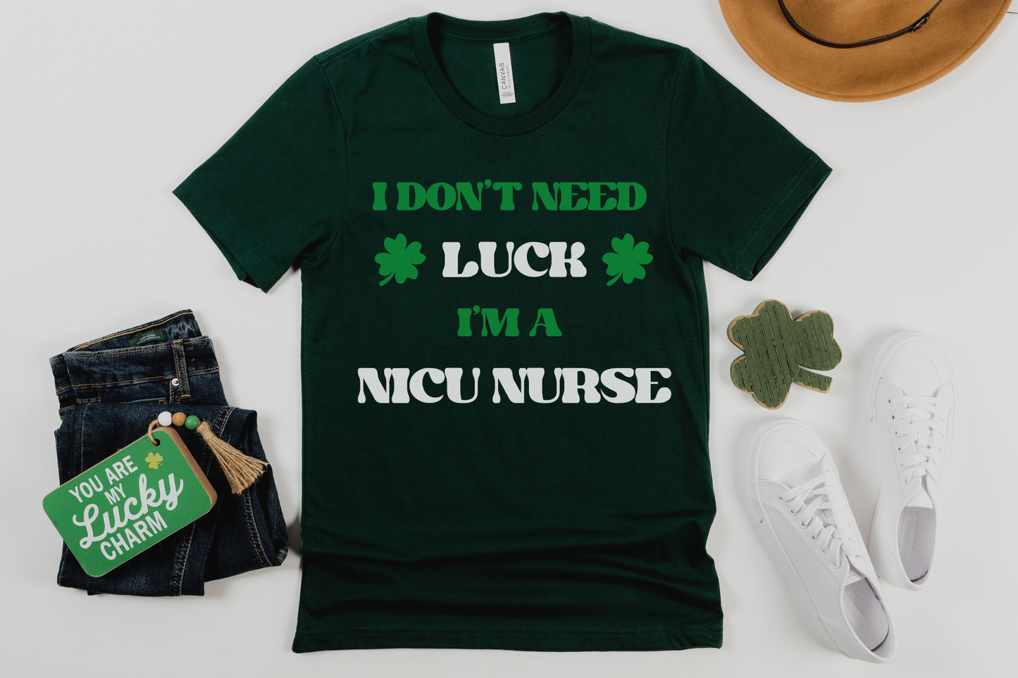 St Patrick's Day Lucky NICU Nurse Graphic Tee