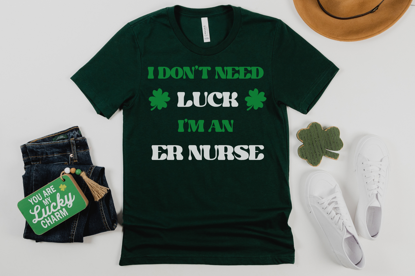 St Patrick's Day Lucky ER Nurse Graphic Tee