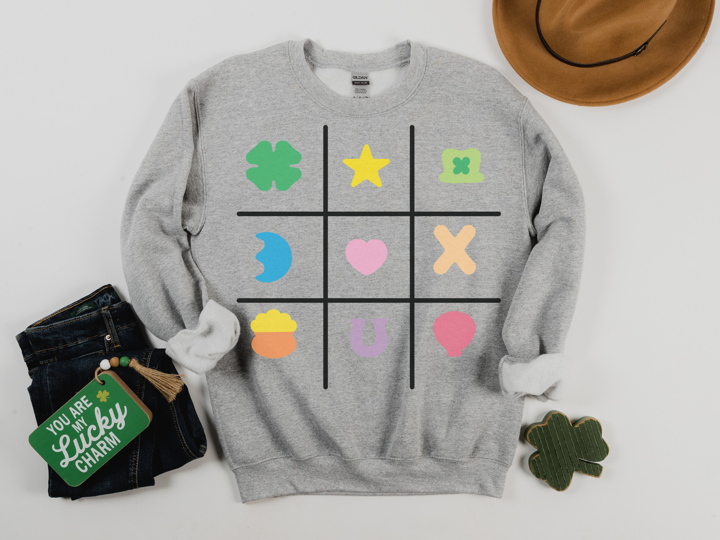 St Patricks Day Lucky Charms Tic-Tac-Toe Sweatshirt