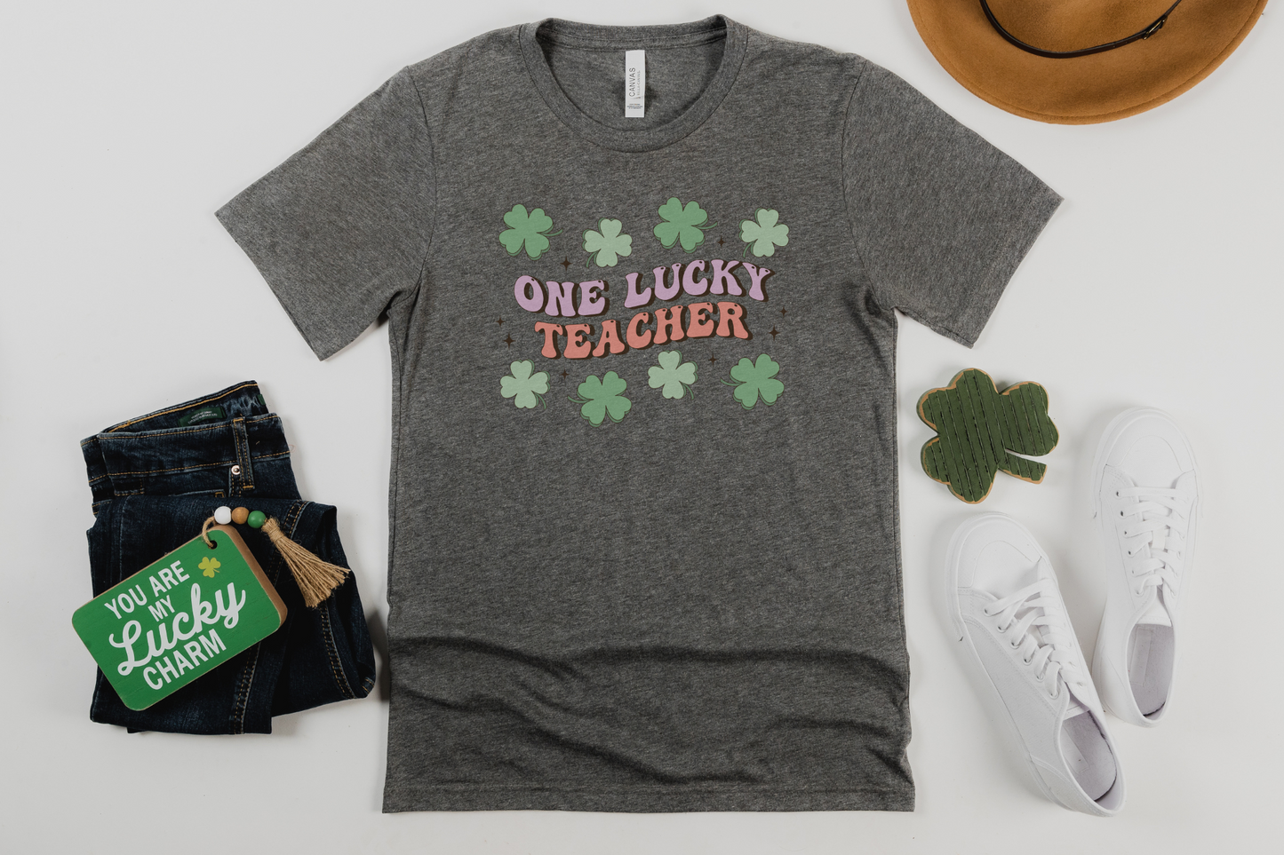 St Patrick's Day One Lucky Teacher Graphic Tee