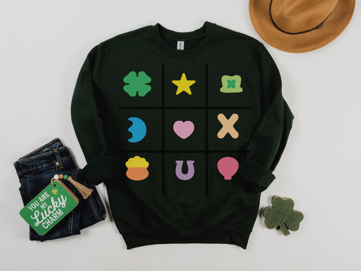 St Patricks Day Lucky Charms Tic-Tac-Toe Sweatshirt