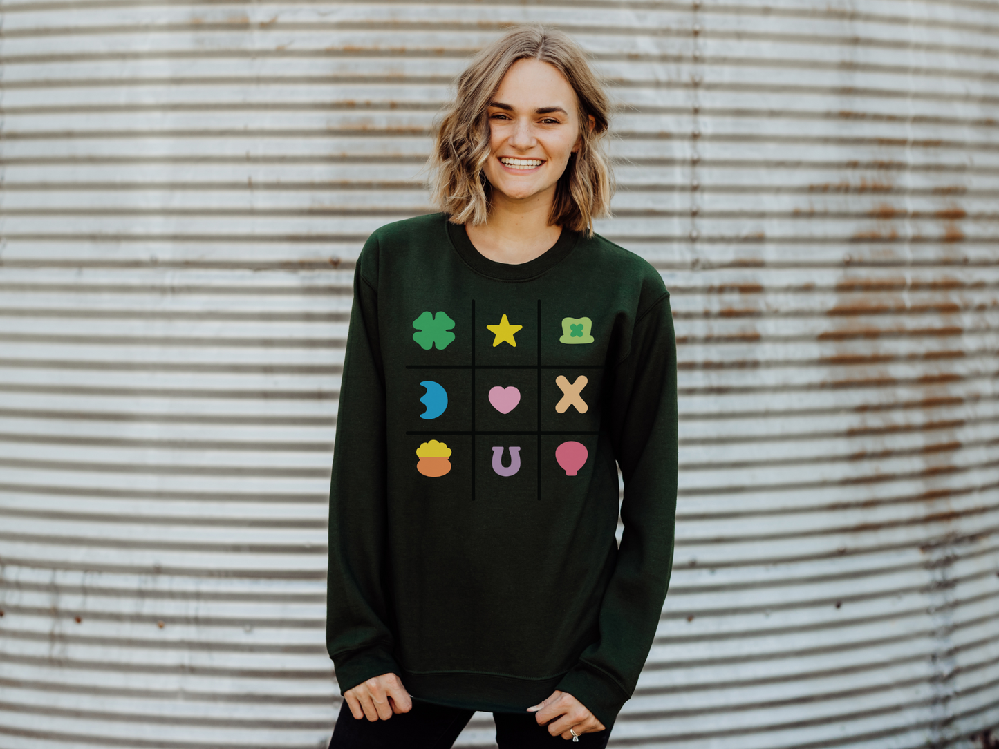 St Patricks Day Lucky Charms Tic-Tac-Toe Sweatshirt
