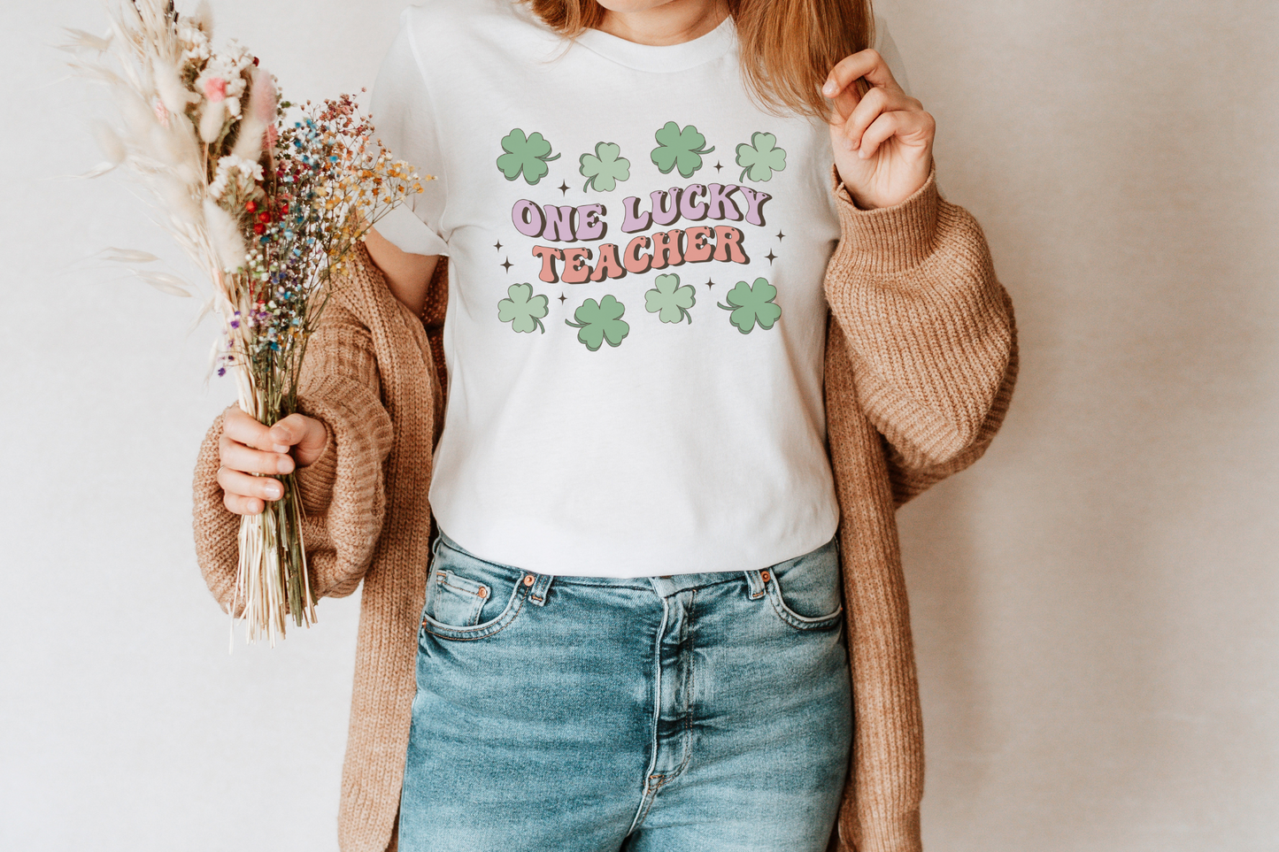 St Patrick's Day One Lucky Teacher Graphic Tee