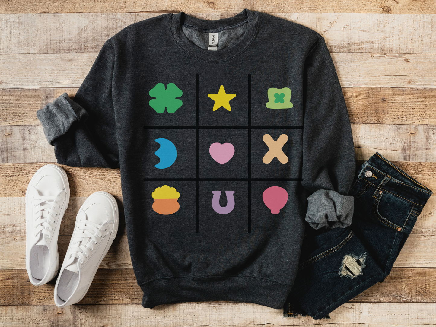 St Patricks Day Lucky Charms Tic-Tac-Toe Sweatshirt