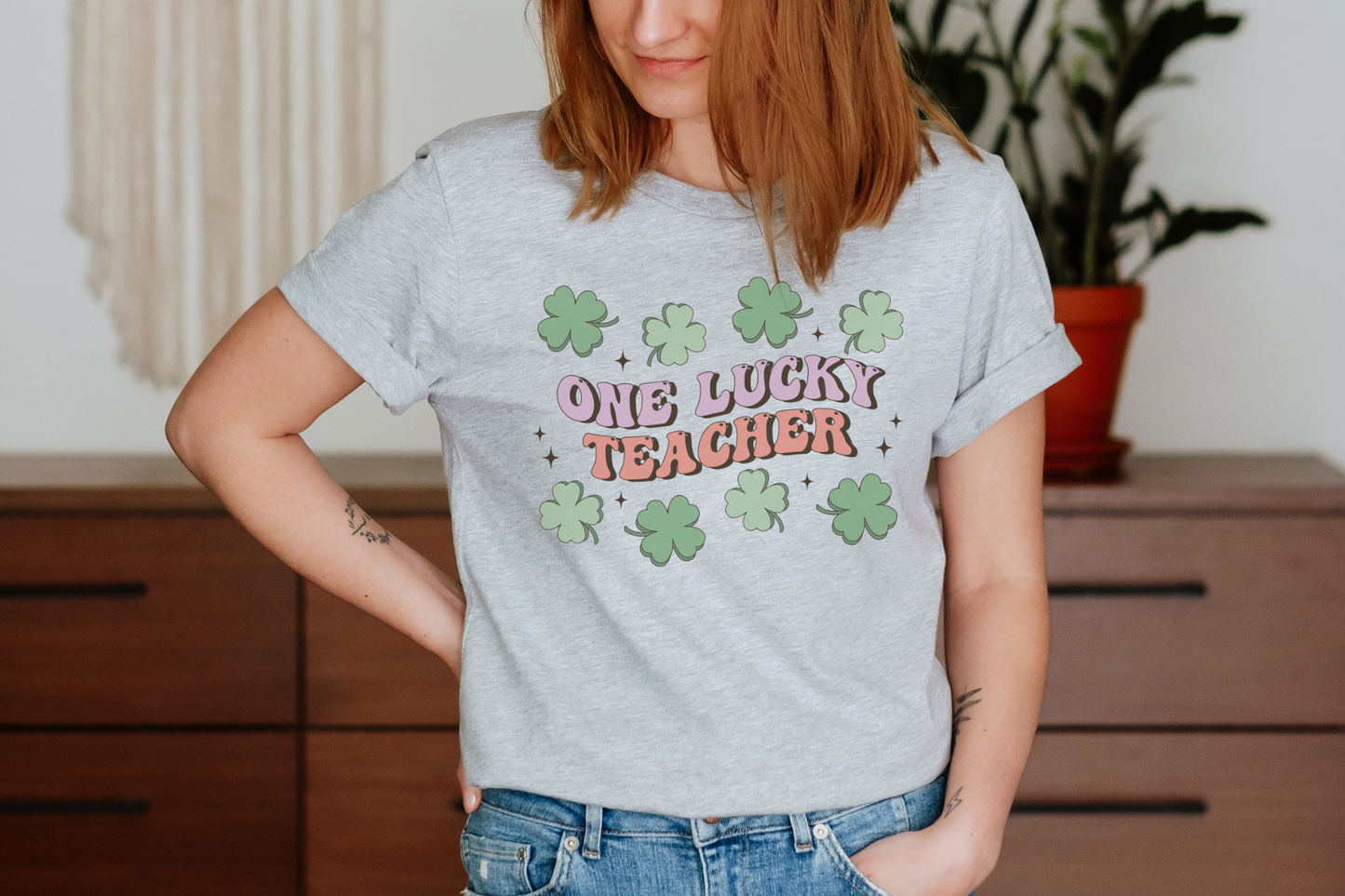 St Patrick's Day One Lucky Teacher Graphic Tee