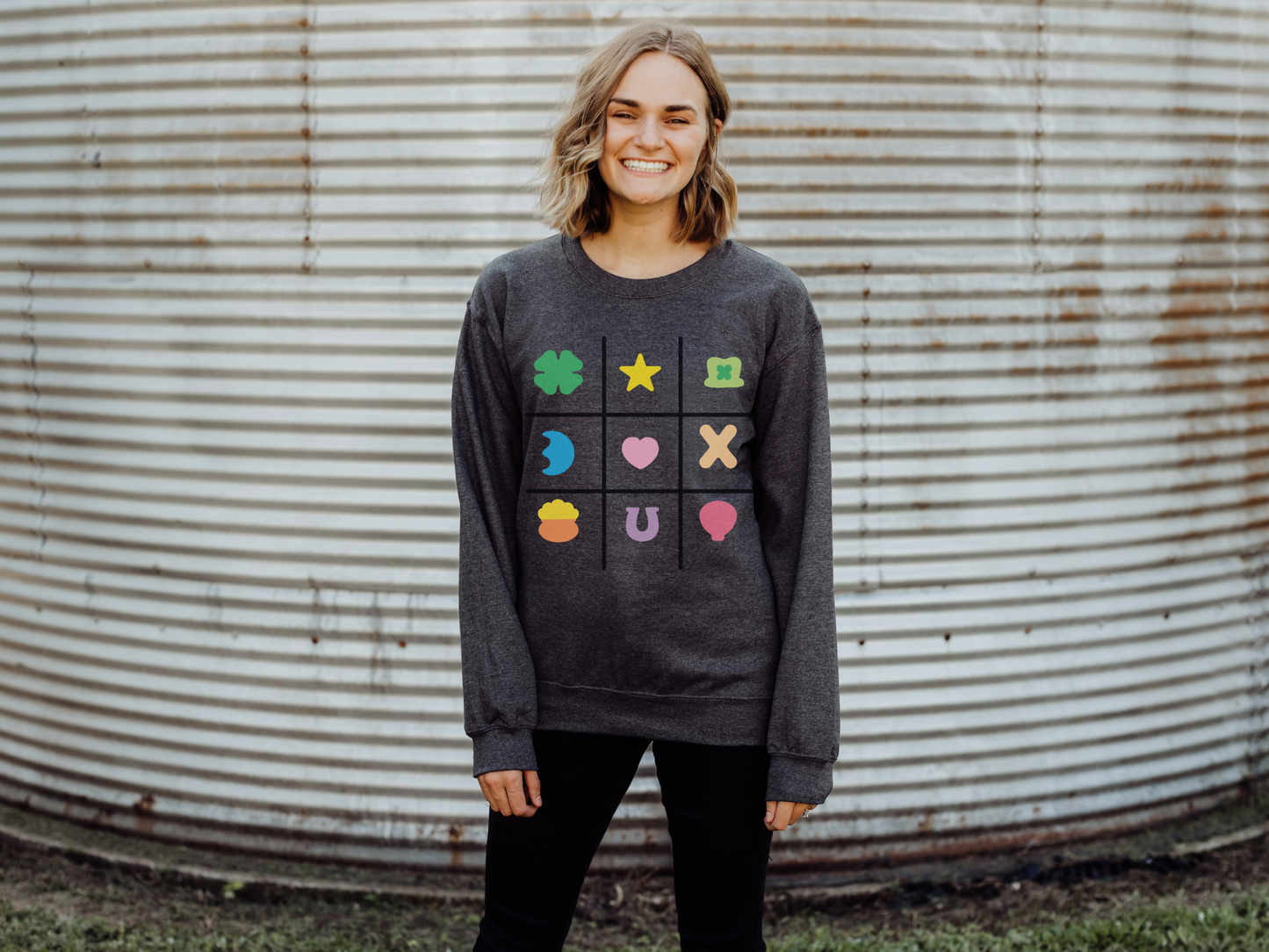St Patricks Day Lucky Charms Tic-Tac-Toe Sweatshirt
