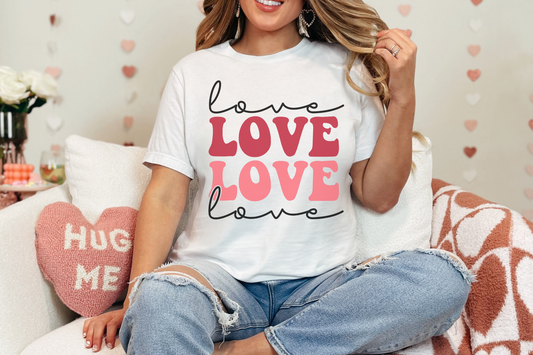 Valentine's Day Love Love Love Love Graphic Tee