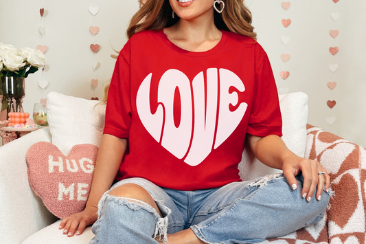 Valentine's Day Groovy Love Heart Graphic Tee