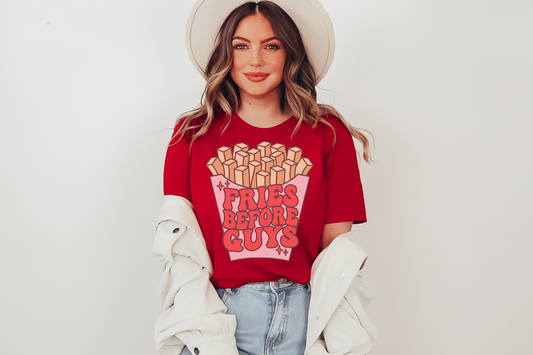 Valentine's Day Fries Before Guys Graphic Tee