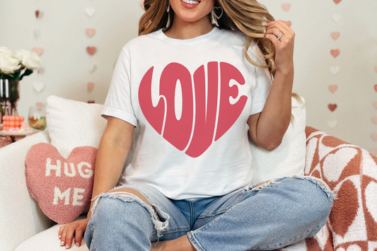 Valentine's Day Groovy Love Heart Graphic Tee