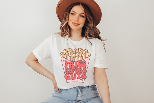 Valentine's Day Fries Before Guys Graphic Tee