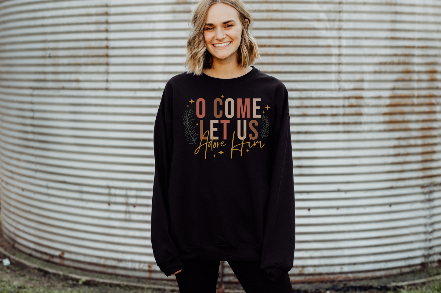 Christmas Christian Let us Adore Him Sweatshirt