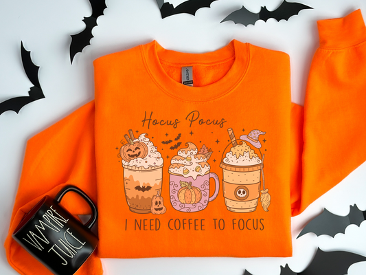 Halloween Hocus Pocus I Need Coffee to Focus Sweatshirt