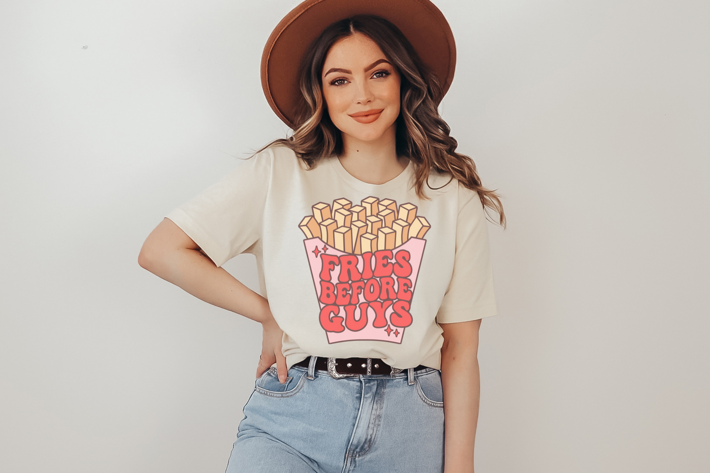 Valentine's Day Fries Before Guys Graphic Tee