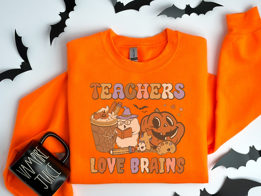 Halloween Teachers Love Brains Sweatshirt