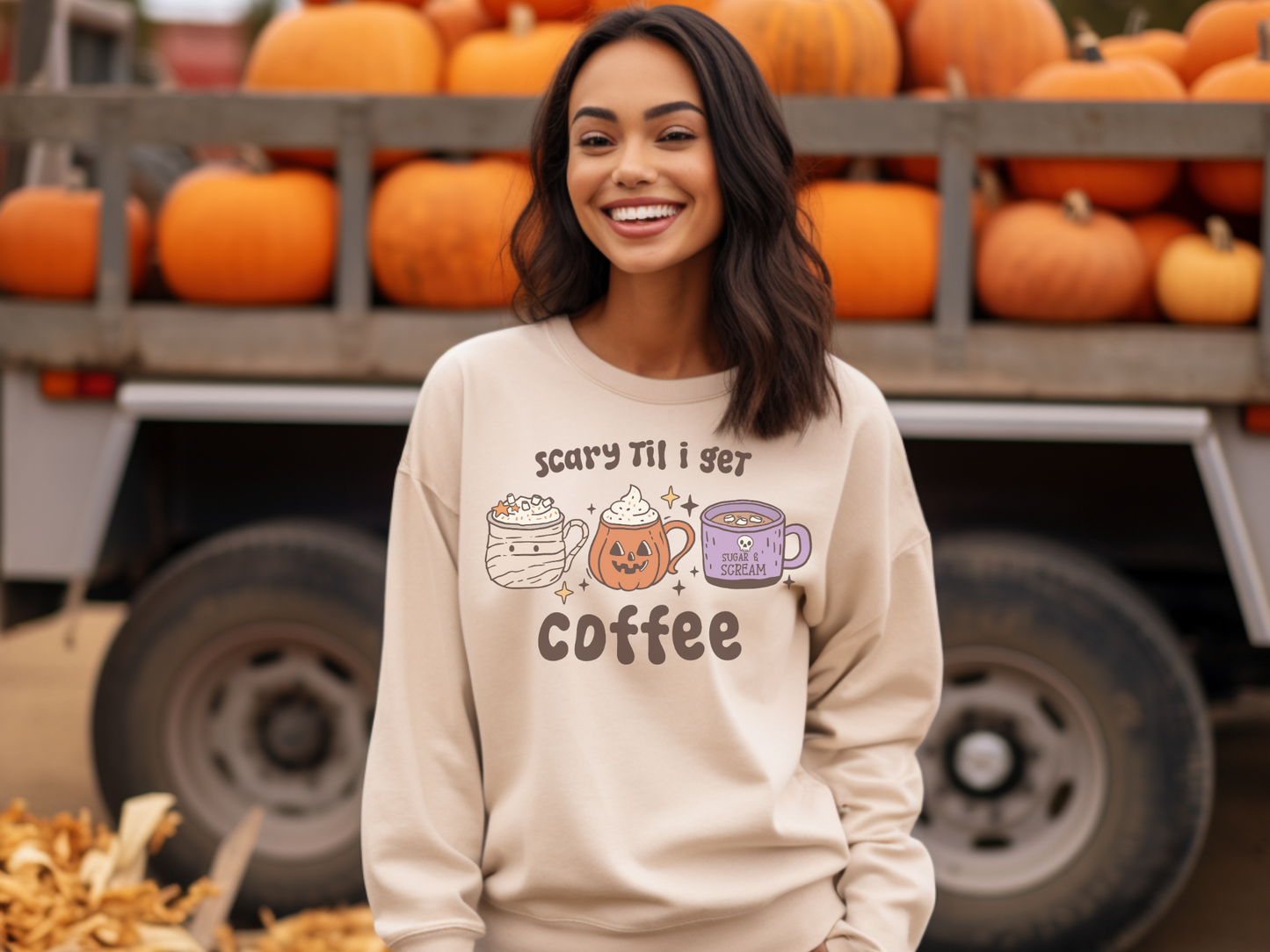 Halloween Scary Til I Get Coffee Sweatshirt