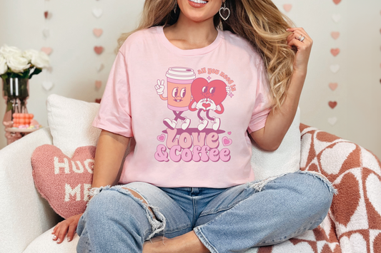 Valentine's Day Love and Coffee Graphic Tee