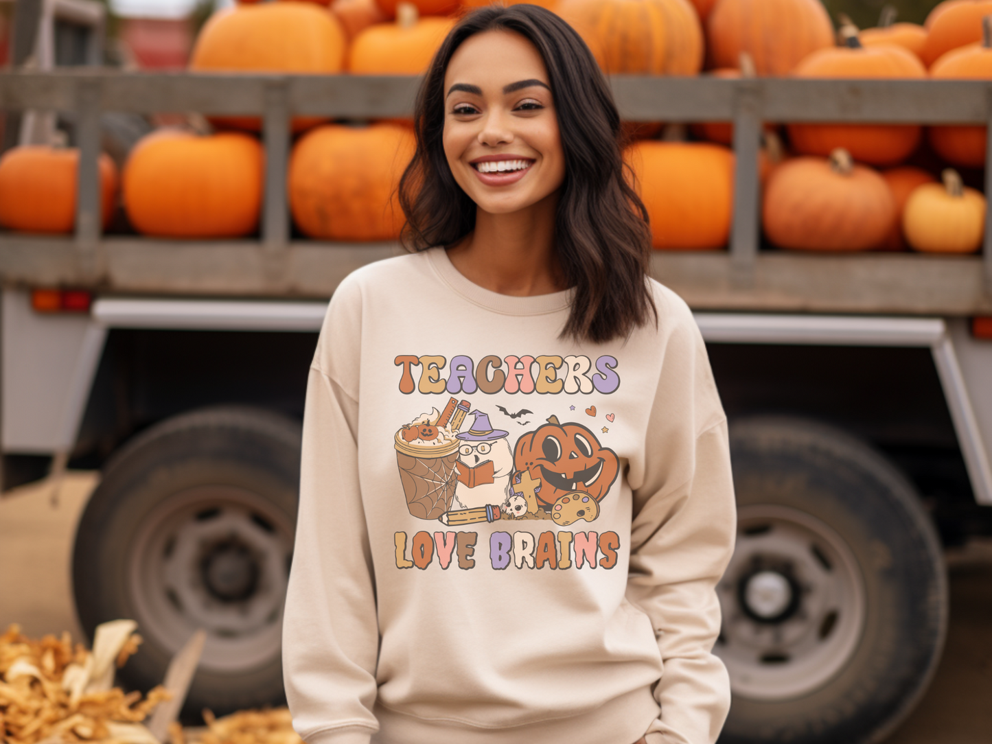 Halloween Teachers Love Brains Sweatshirt