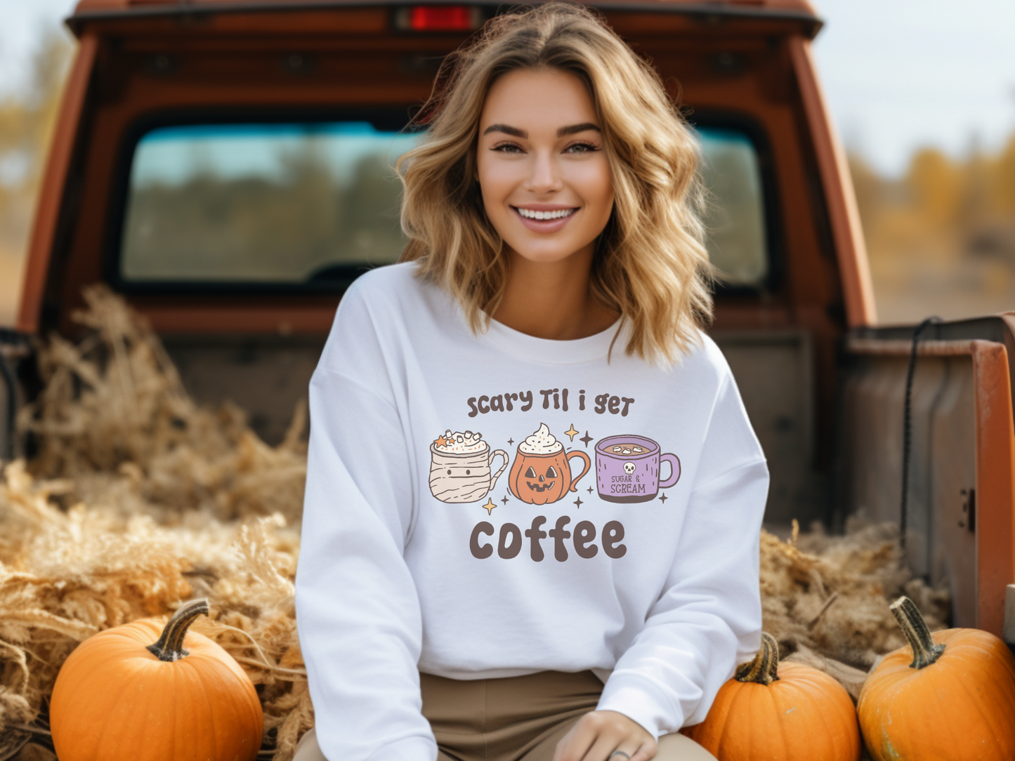 Halloween Scary Til I Get Coffee Sweatshirt