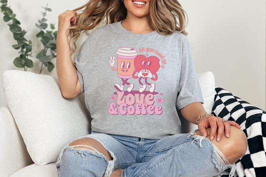 Valentine's Day Love and Coffee Graphic Tee