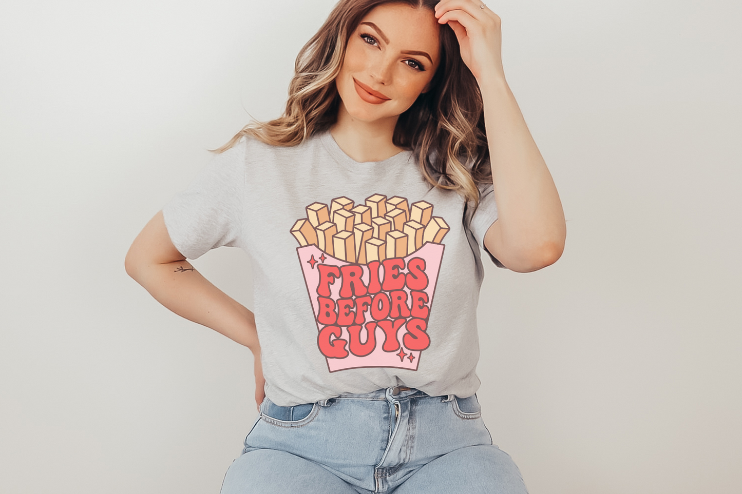 Valentine's Day Fries Before Guys Graphic Tee