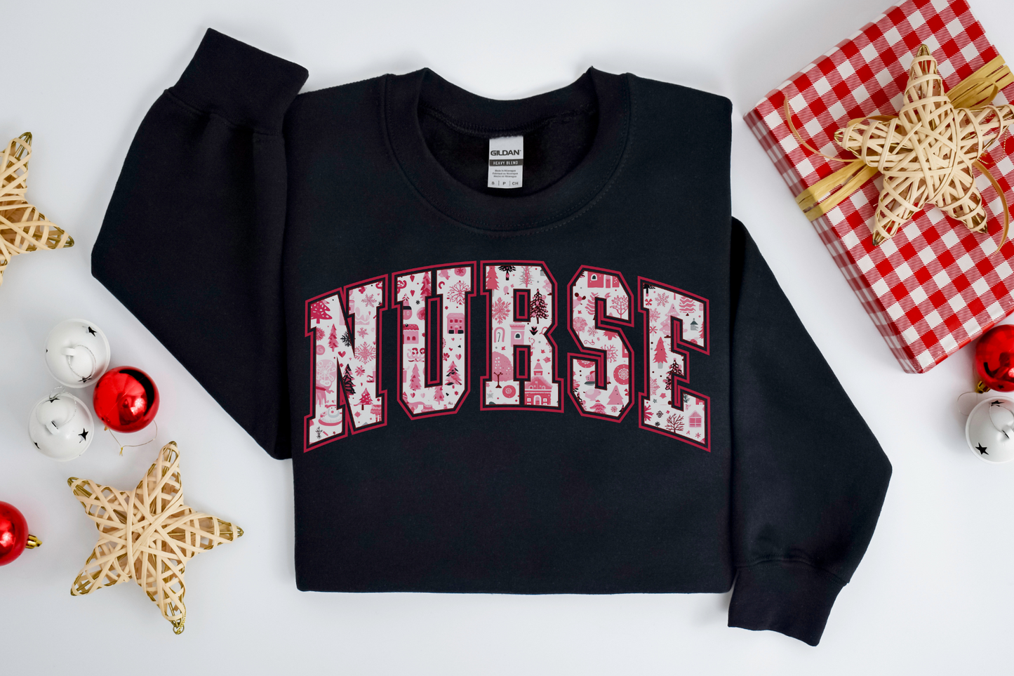 Christmas Pink Varsity Nurse Sweatshirt