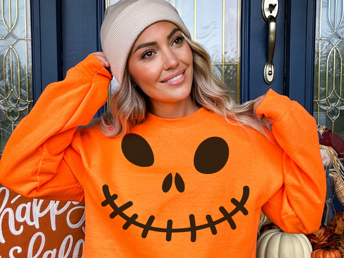 Halloween Stitched Face Sweatshirt