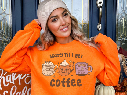 Halloween Scary Til I Get Coffee Sweatshirt