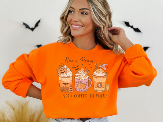 Halloween Hocus Pocus I Need Coffee to Focus Sweatshirt