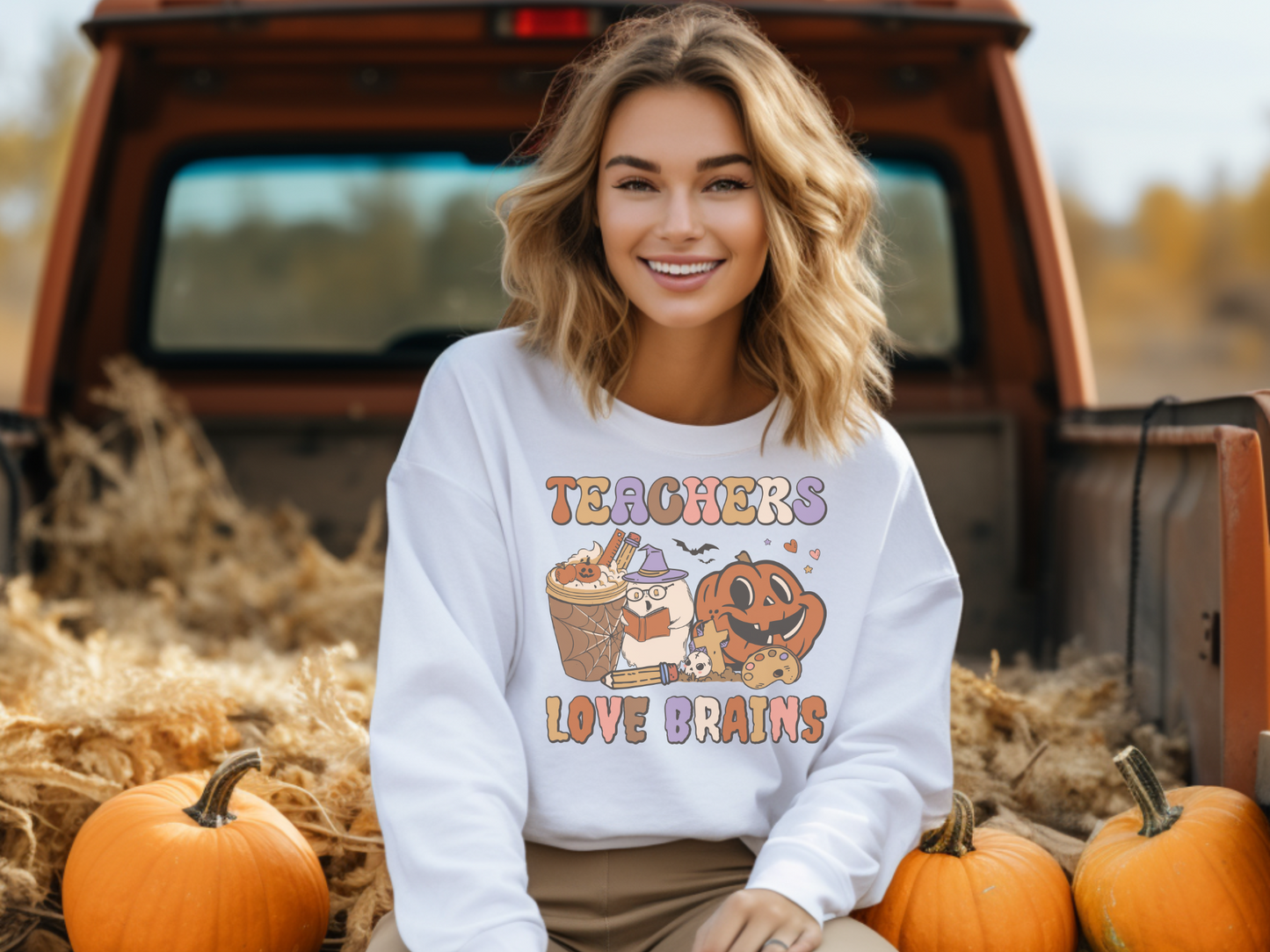 Halloween Teachers Love Brains Sweatshirt