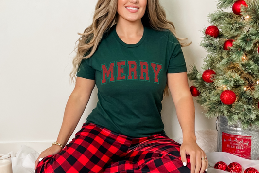 Christmas Merry Varsity Graphic Tee