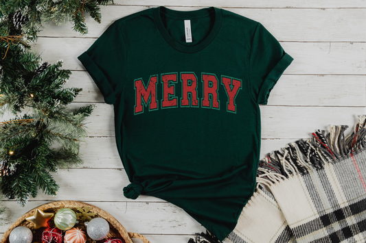 Christmas Merry Varsity Graphic Tee