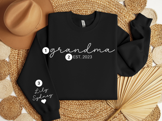 Personalized Grandma Sweatshirt Script Style