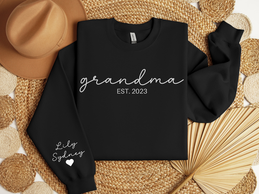 Personalized Grandma Sweatshirt Script Style