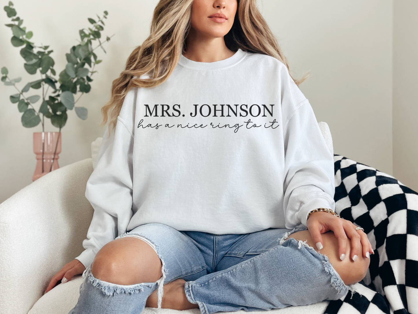 Personalized Newlywed Has a Nice Ring to It Sweatshirt