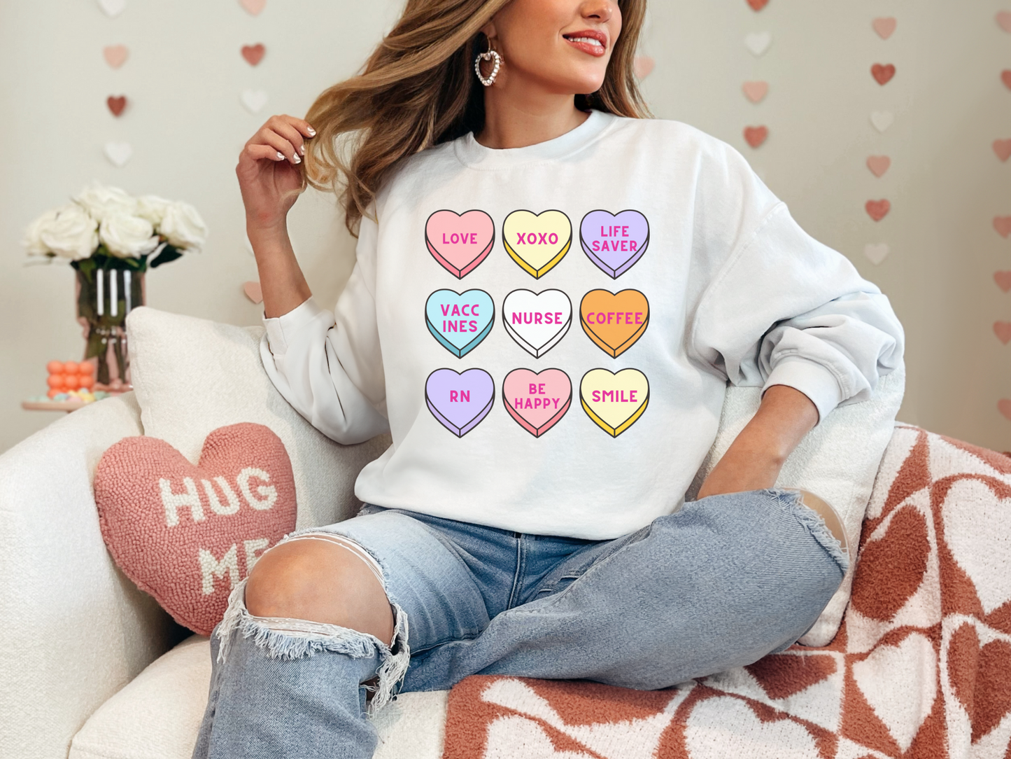 Valentine's Day Nurse Candy Hearts Sweatshirt