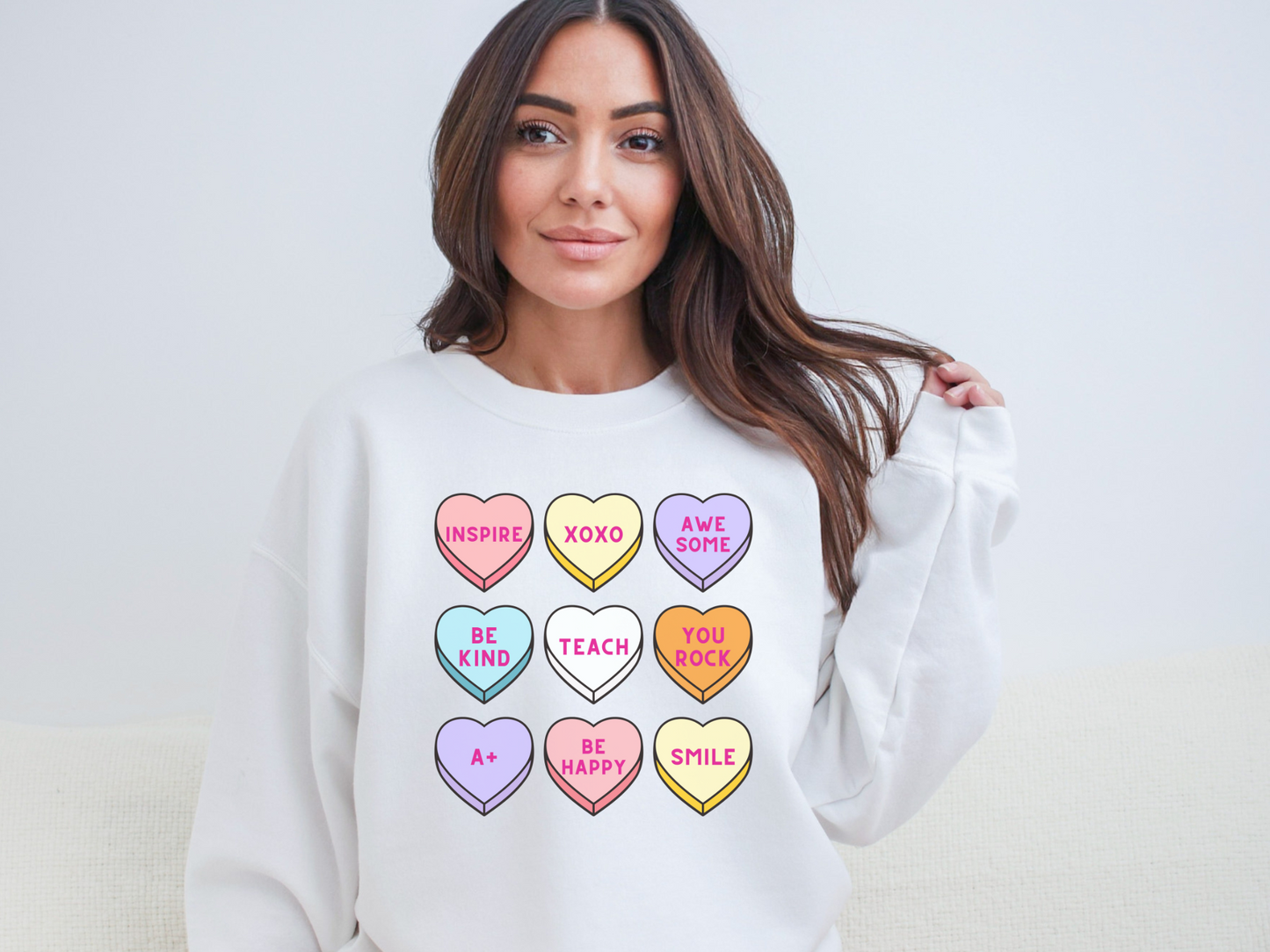 Valentine's Day Teacher Candy Hearts Sweatshirt