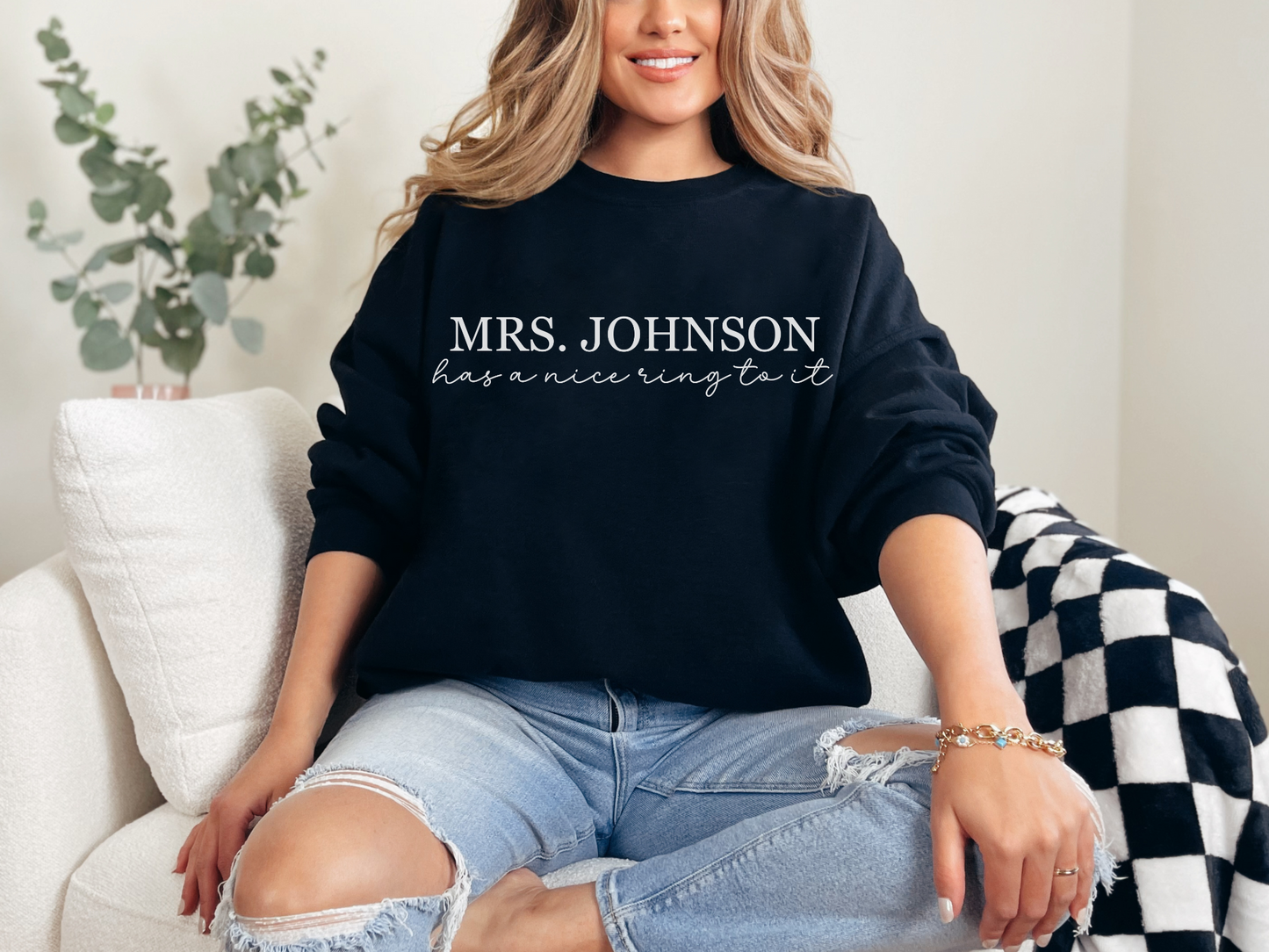 Personalized Newlywed Has a Nice Ring to It Sweatshirt