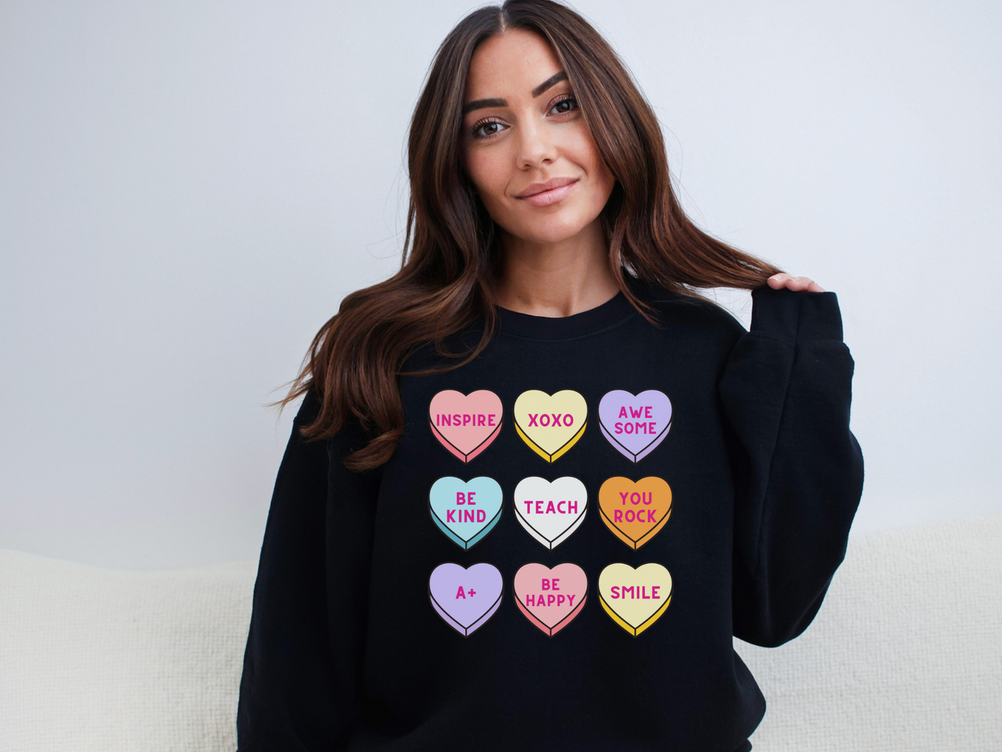 Valentine's Day Teacher Candy Hearts Sweatshirt