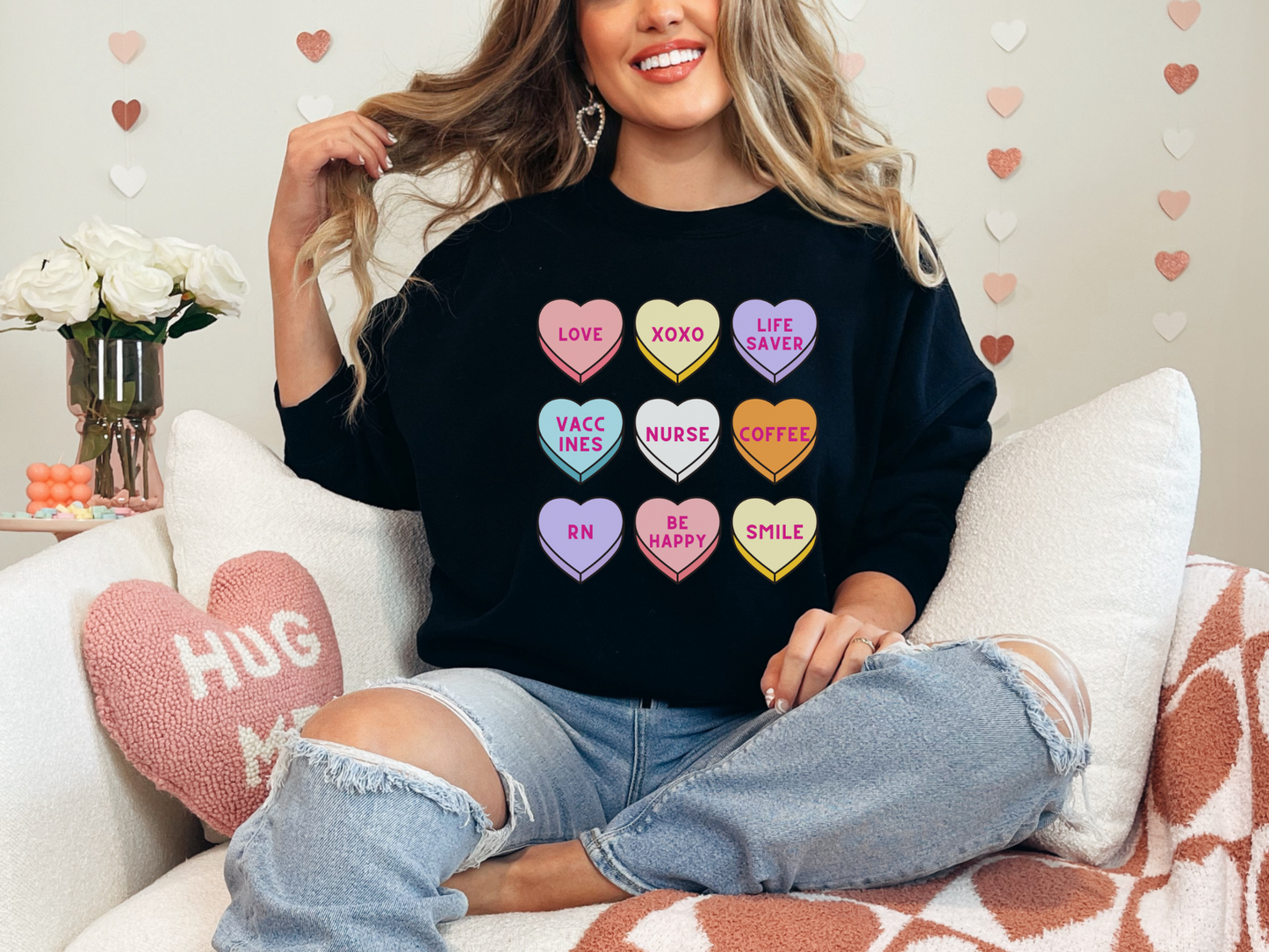 Valentine's Day Nurse Candy Hearts Sweatshirt