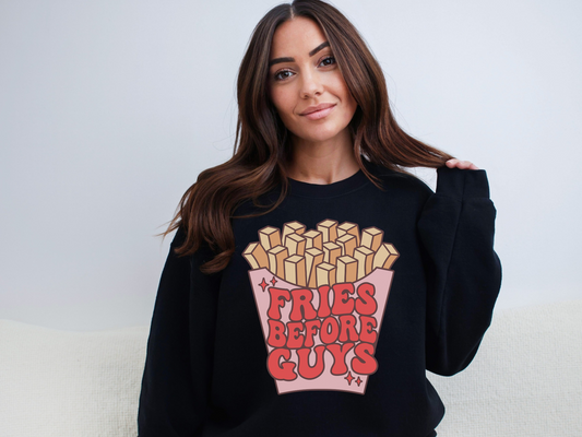 Valentine's Day Fries Before Guys Sweatshirt