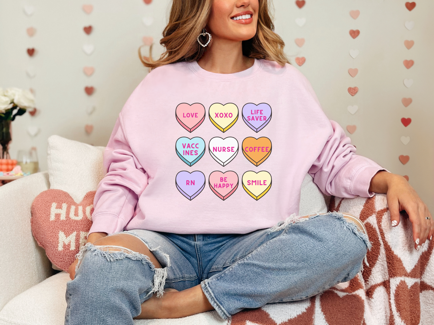 Valentine's Day Nurse Candy Hearts Sweatshirt