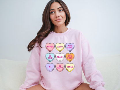 Valentine's Day Teacher Candy Hearts Sweatshirt