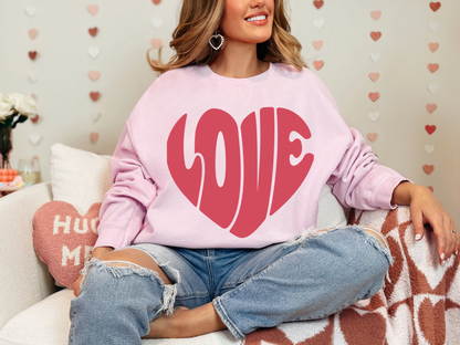 Valentine's Day Groovy Love Heart Sweatshirt